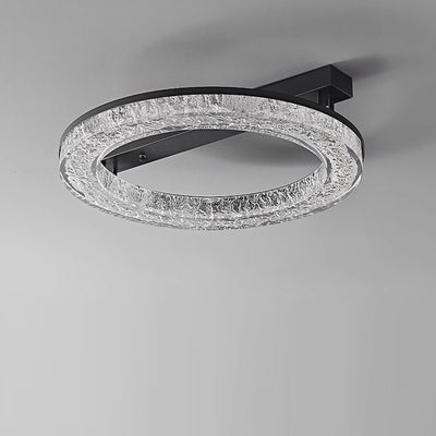 Modern Luxury Circle Resin Stainless Steel Base LED Semi-Flush Mount Ceiling Light For Bedroom