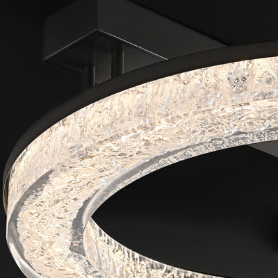 Modern Luxury Circle Resin Stainless Steel Base LED Semi-Flush Mount Ceiling Light For Bedroom