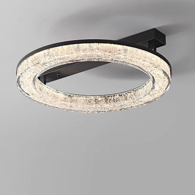 Modern Luxury Circle Resin Stainless Steel Base LED Semi-Flush Mount Ceiling Light For Bedroom