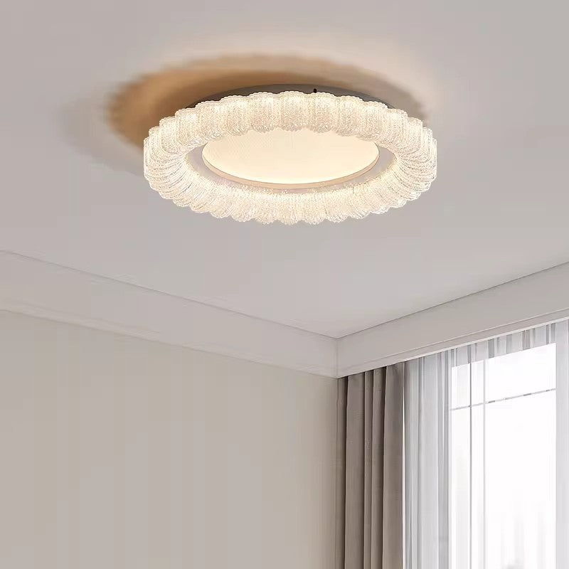 Traditional French Round Flower Hardware Acrylic LED Flush Mount Ceiling Light For Living Room