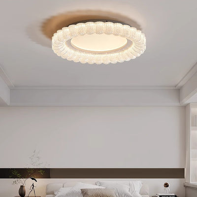 Traditional French Round Flower Hardware Acrylic LED Flush Mount Ceiling Light For Living Room