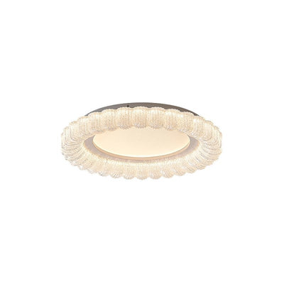 Traditional French Round Flower Hardware Acrylic LED Flush Mount Ceiling Light For Living Room