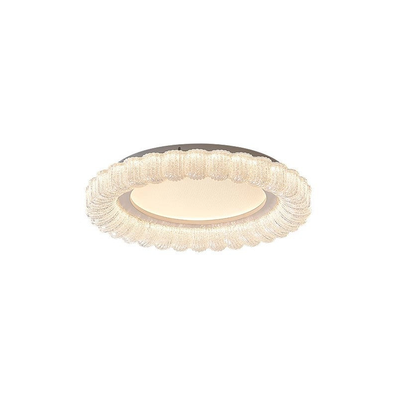 Traditional French Round Flower Hardware Acrylic LED Flush Mount Ceiling Light For Living Room