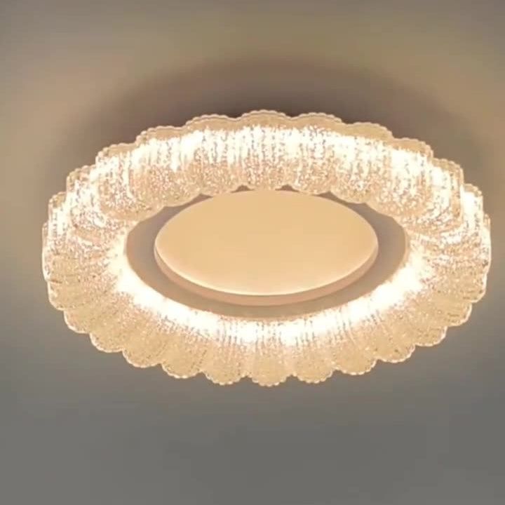 Traditional French Round Flower Hardware Acrylic LED Flush Mount Ceiling Light For Living Room