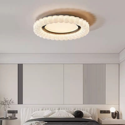 Traditional French Round Flower Hardware Acrylic LED Flush Mount Ceiling Light For Living Room