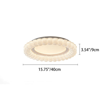 Traditional French Round Flower Hardware Acrylic LED Flush Mount Ceiling Light For Living Room