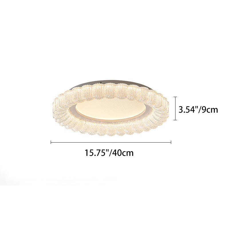 Traditional French Round Flower Hardware Acrylic LED Flush Mount Ceiling Light For Living Room