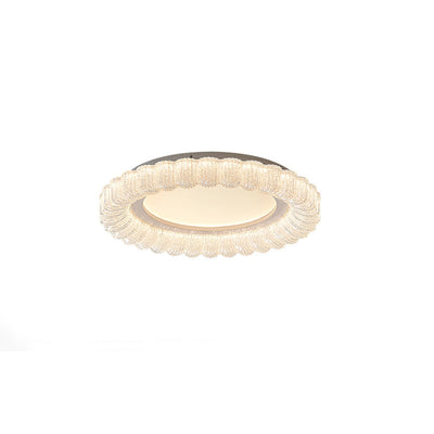 Traditional French Round Flower Hardware Acrylic LED Flush Mount Ceiling Light For Living Room