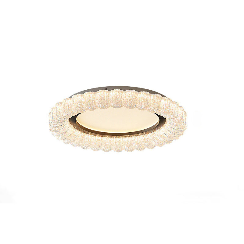 Traditional French Round Flower Hardware Acrylic LED Flush Mount Ceiling Light For Living Room