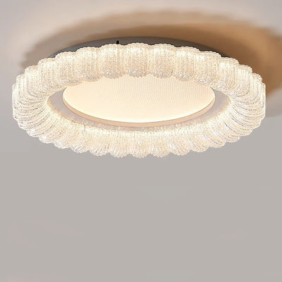 Traditional French Round Flower Hardware Acrylic LED Flush Mount Ceiling Light For Living Room