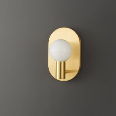 Contemporary Nordic Oval Brass Glass Ball 1-Light Wall Sconce Lamp For Hallway