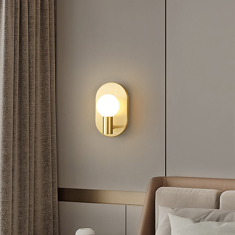 Contemporary Nordic Oval Brass Glass Ball 1-Light Wall Sconce Lamp For Hallway