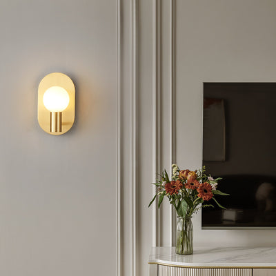 Contemporary Nordic Oval Brass Glass Ball 1-Light Wall Sconce Lamp For Hallway