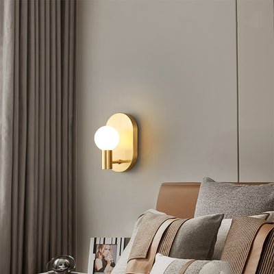 Contemporary Nordic Oval Brass Glass Ball 1-Light Wall Sconce Lamp For Hallway