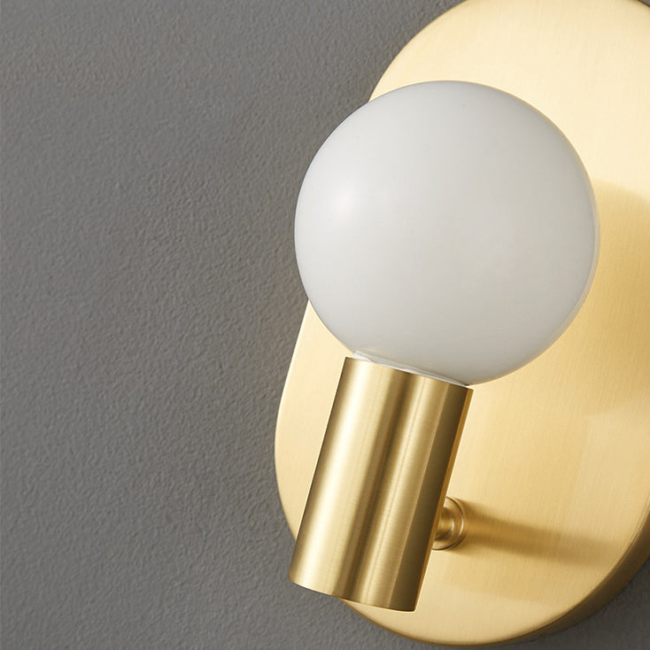 Contemporary Nordic Oval Brass Glass Ball 1-Light Wall Sconce Lamp For Hallway