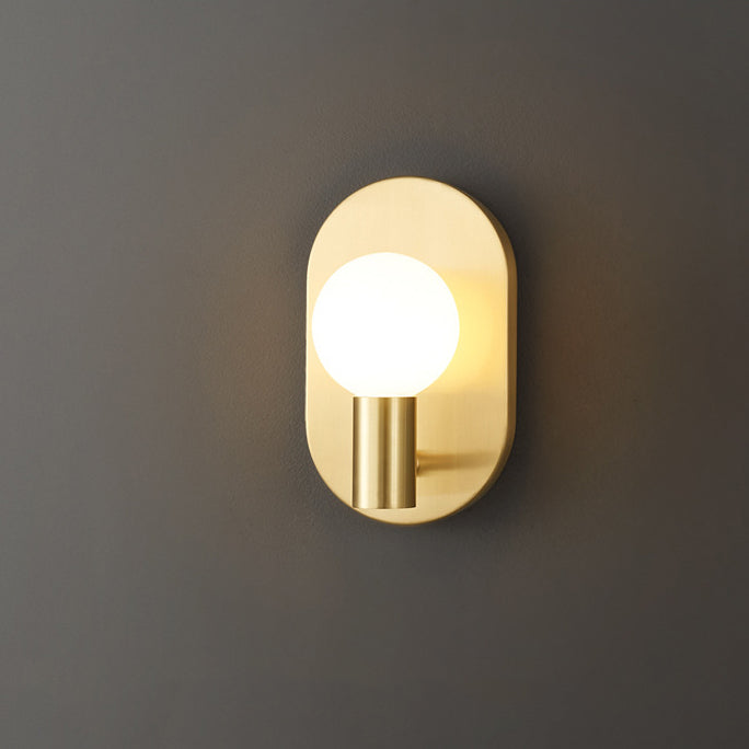 Contemporary Nordic Oval Brass Glass Ball 1-Light Wall Sconce Lamp For Hallway