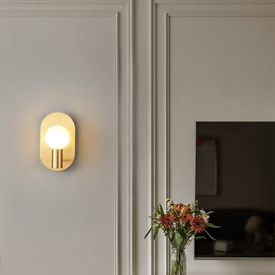 Contemporary Nordic Oval Brass Glass Ball 1-Light Wall Sconce Lamp For Hallway