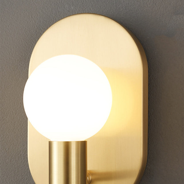 Contemporary Nordic Oval Brass Glass Ball 1-Light Wall Sconce Lamp For Hallway