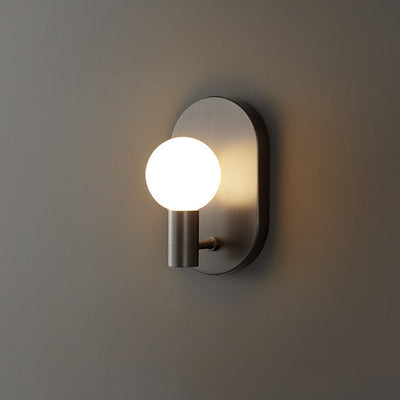 Contemporary Nordic Oval Brass Glass Ball 1-Light Wall Sconce Lamp For Hallway