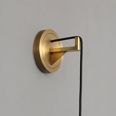 Contemporary Scandinavian Cylinder Disc Base Copper Marble 1-Light Wall Sconce Lamp For Bedroom