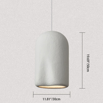 Traditional Japanese Cylinder Oval Crease Plastic 1-Light Pendant Light For Bedroom