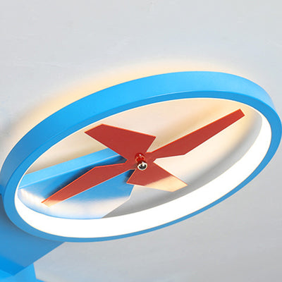 Contemporary Creative Cartoon Airplane Iron Acrylic LED Flush Mount Ceiling Light For Bedroom