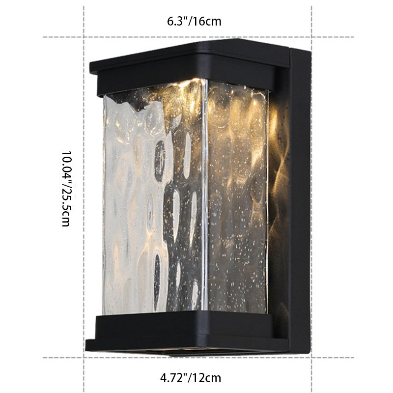 Contemporary Scandinavian Rectangular Stone Textured Bubble Aluminum Glass LED Wall Sconce Lamp For Garden