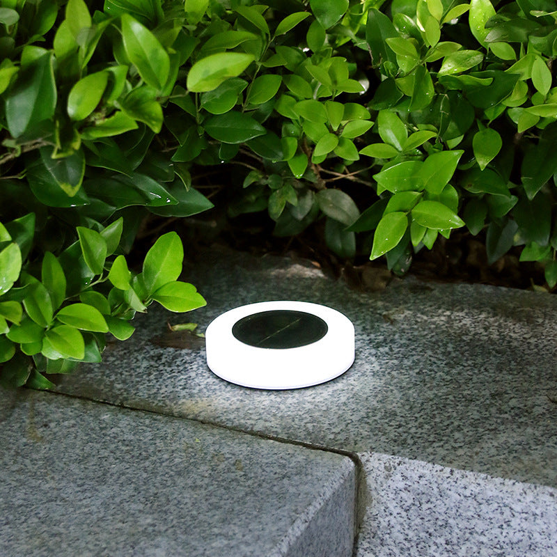 Modern Minimalist Solar Waterproof Round Cylinder Plastic ABS LED Ground Plug Landscape Light For Garden