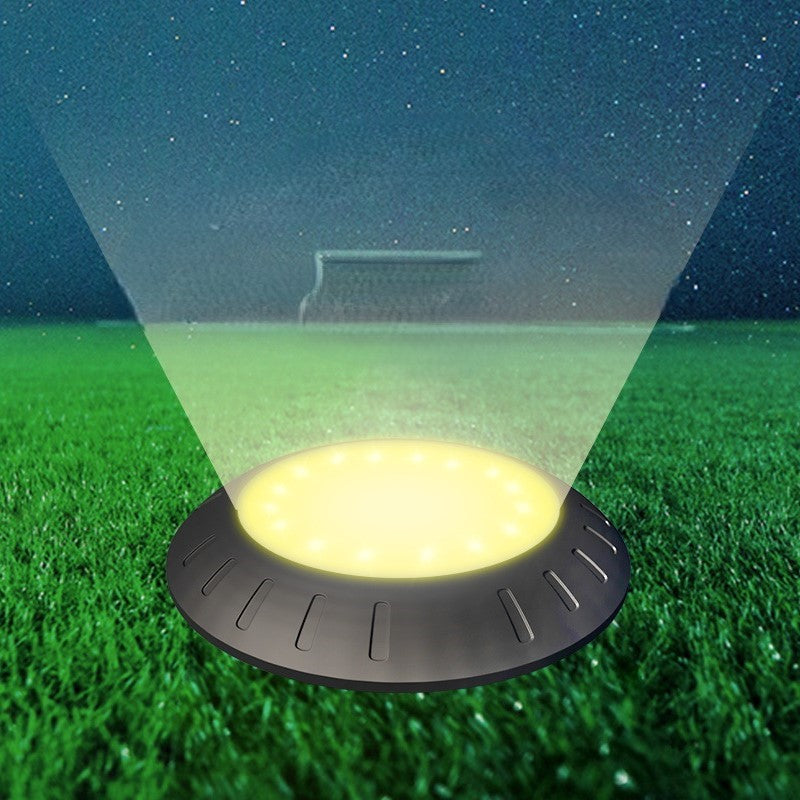 Modern Minimalist Solar Waterproof Round Disc Plastic Polysilicon LED Ground Plug Landscape Light For Garden