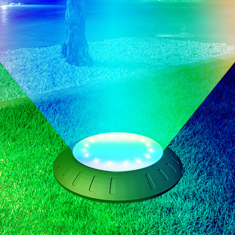 Modern Minimalist Solar Waterproof Round Disc Plastic Polysilicon LED Ground Plug Landscape Light For Garden