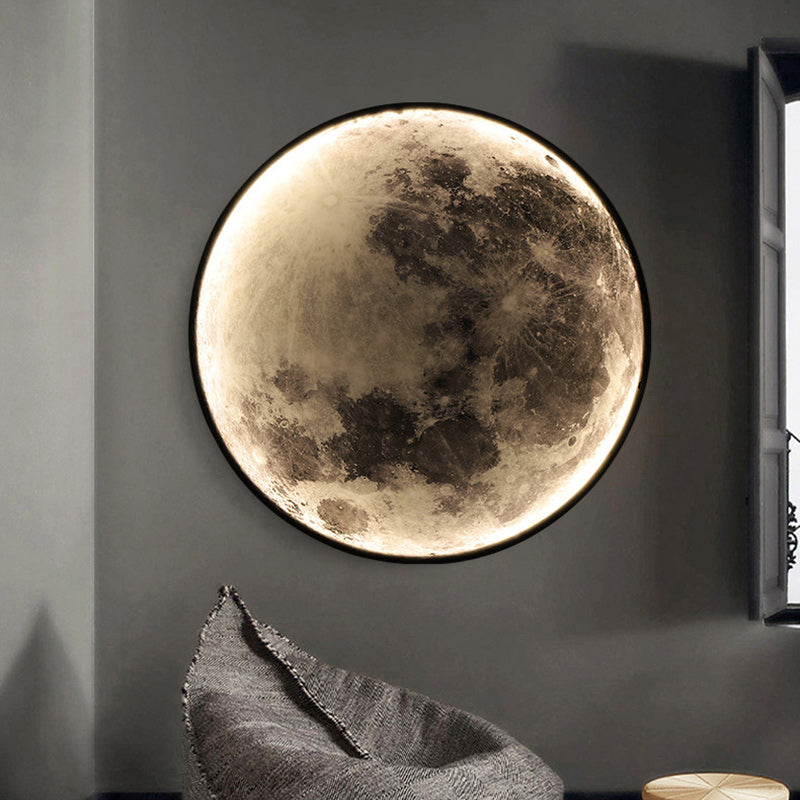 Contemporary Scandinavian Round Moon Iron Acrylic LED Wall Sconce Lamp For Living Room