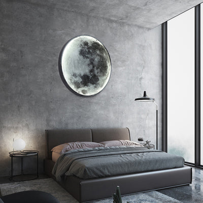 Contemporary Scandinavian Round Moon Iron Acrylic LED Wall Sconce Lamp For Living Room