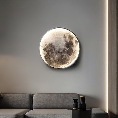 Contemporary Scandinavian Round Moon Iron Acrylic LED Wall Sconce Lamp For Living Room