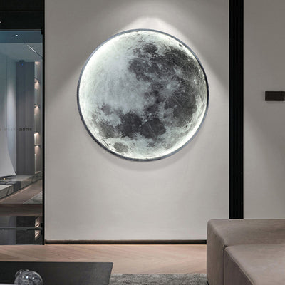 Contemporary Scandinavian Round Moon Iron Acrylic LED Wall Sconce Lamp For Living Room