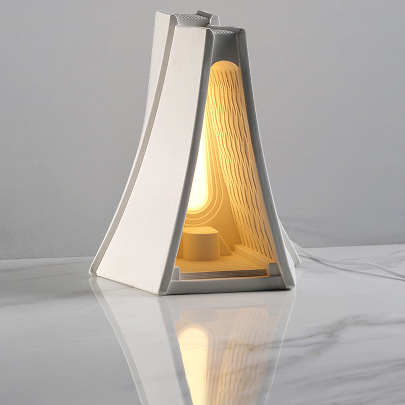 Contemporary Scandinavian Prism Tower Plaster LED Table Lamp For Bedroom