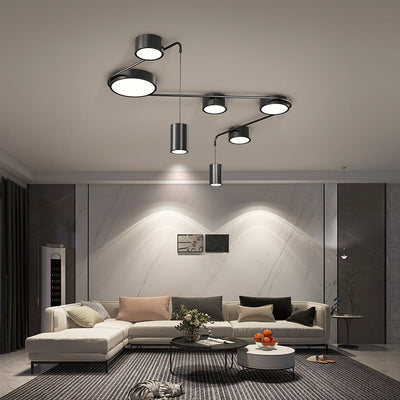 Modern Minimalist Cylinder Long Bend Iron LED Flush Mount Ceiling Light For Living Room