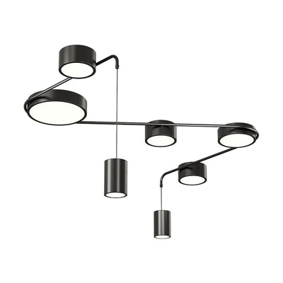 Modern Minimalist Cylinder Long Bend Iron LED Flush Mount Ceiling Light For Living Room