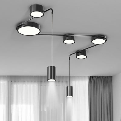 Modern Minimalist Cylinder Long Bend Iron LED Flush Mount Ceiling Light For Living Room