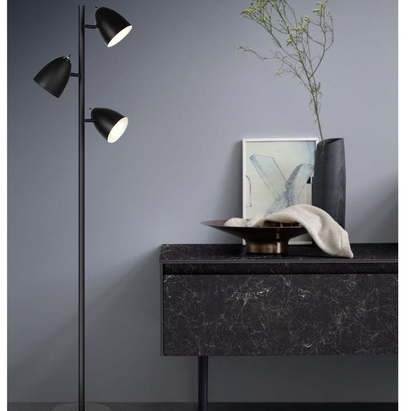 Modern Minimalist Cylinder Long Rod Iron 3-Light Standing Floor Lamp For Living Room