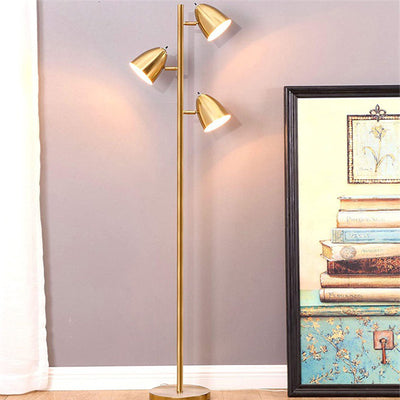 Modern Minimalist Cylinder Long Rod Iron 3-Light Standing Floor Lamp For Living Room