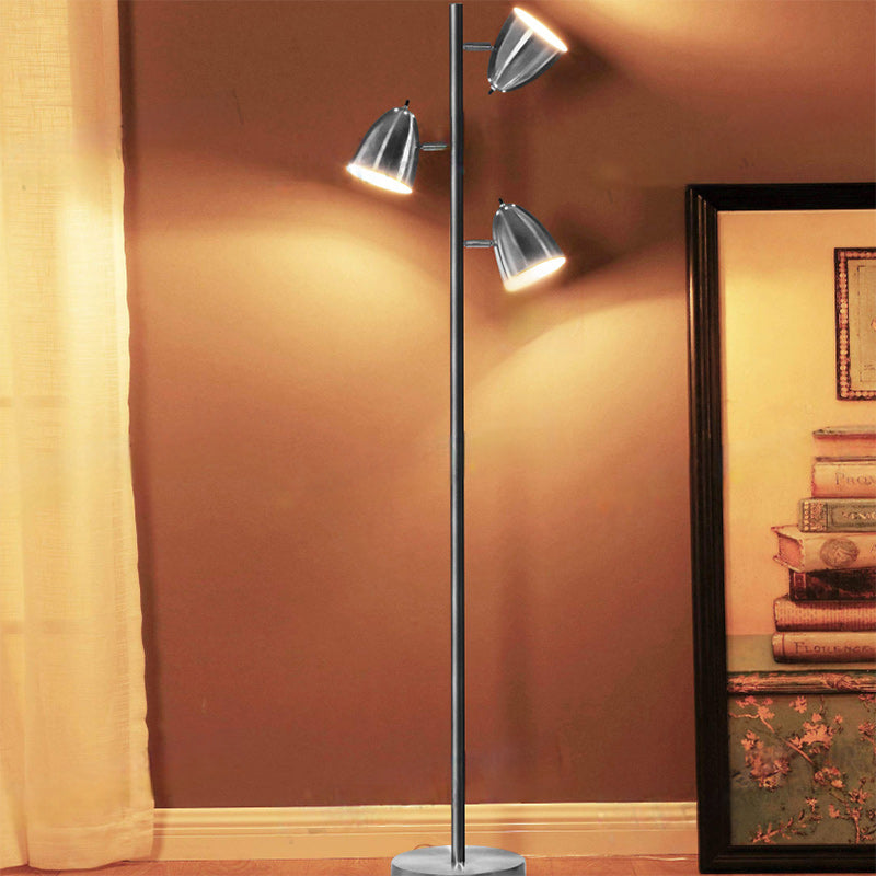 Modern Minimalist Cylinder Long Rod Iron 3-Light Standing Floor Lamp For Living Room