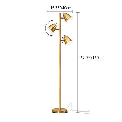 Modern Minimalist Cylinder Long Rod Iron 3-Light Standing Floor Lamp For Living Room