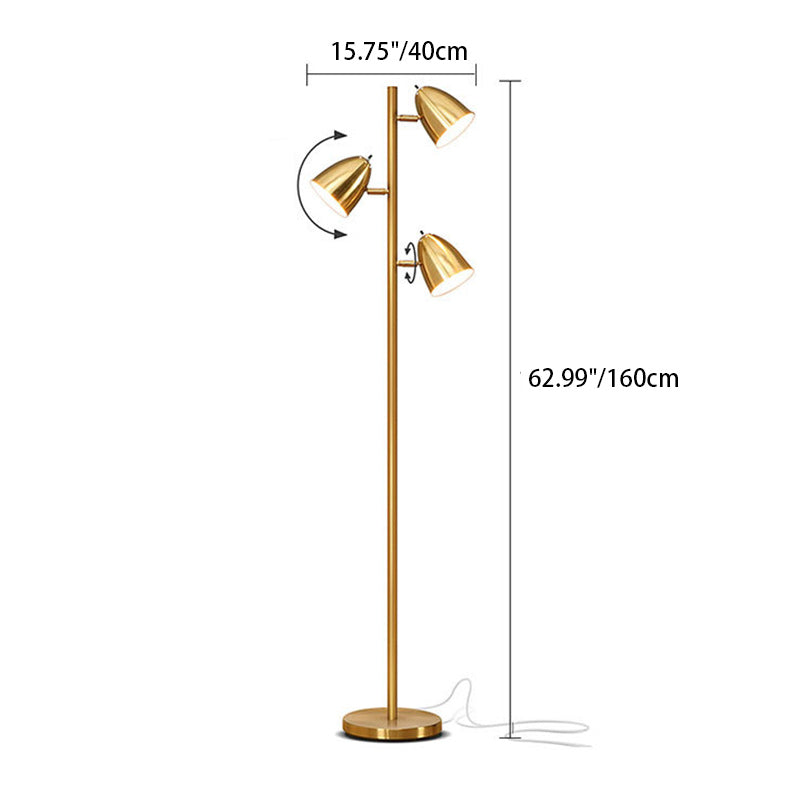 Modern Minimalist Cylinder Long Rod Iron 3-Light Standing Floor Lamp For Living Room