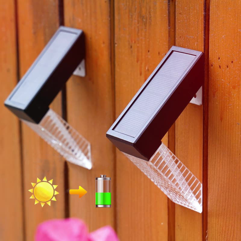 Modern Minimalist Solar Waterproof Rectangle L-Shape ABS PC LED Outdoor Wall Sconce Lamp For Garden