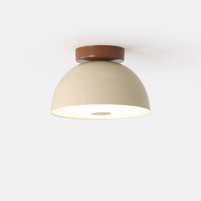 Modern Minimalist Half Sphere Bowl Disc Base Iron PVC LED Semi-Flush Mount Ceiling Light For Living Room