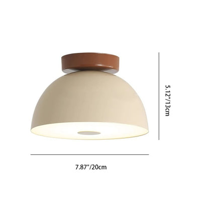 Modern Minimalist Half Sphere Bowl Disc Base Iron PVC LED Semi-Flush Mount Ceiling Light For Living Room