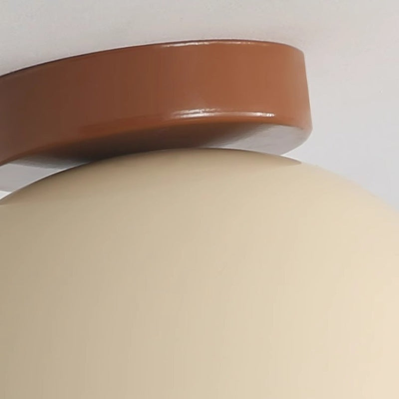 Modern Minimalist Half Sphere Bowl Disc Base Iron PVC LED Semi-Flush Mount Ceiling Light For Living Room