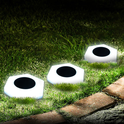 Modern Minimalist Solar Waterproof Hexagon Round Plastic Acrylic LED Ground Plug Lawn Landscape Light For Garden