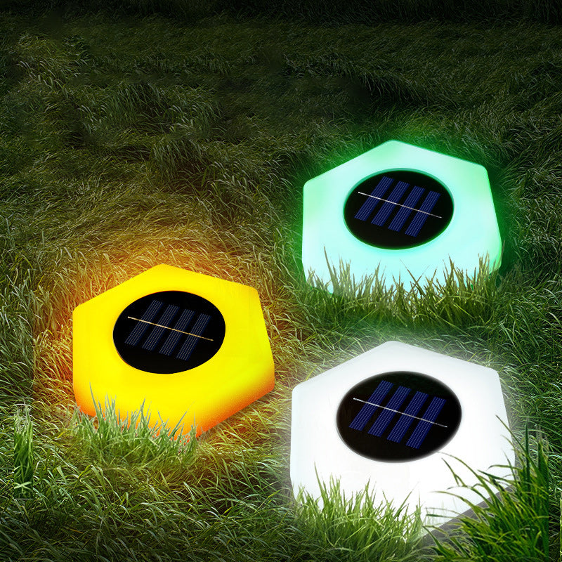 Modern Minimalist Solar Waterproof Hexagon Round Plastic Acrylic LED Ground Plug Lawn Landscape Light For Garden