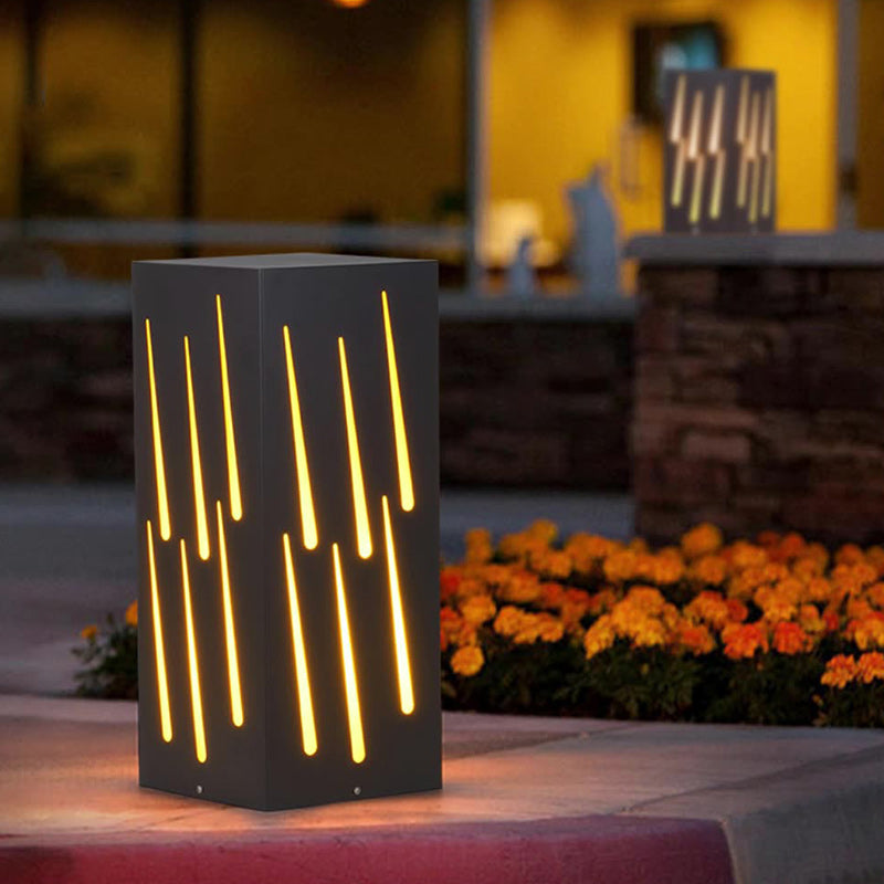 Contemporary Creative Waterproof Rectangle Meteor Stripes Galvanized Faux Dolomite 1-Light Lawn Landscape Lamp For Outdoor Patio